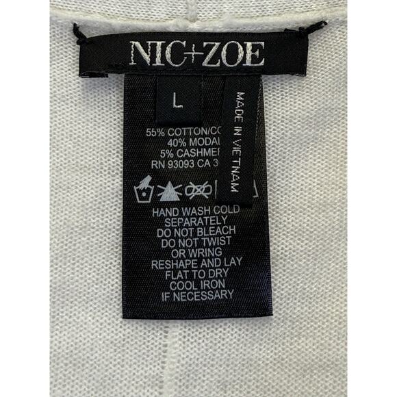 Nic Zoe Long Cardigan Women’s Sz L Open Front Cotton Cashmere Rolled Hem Duster - Picture 8 of 10